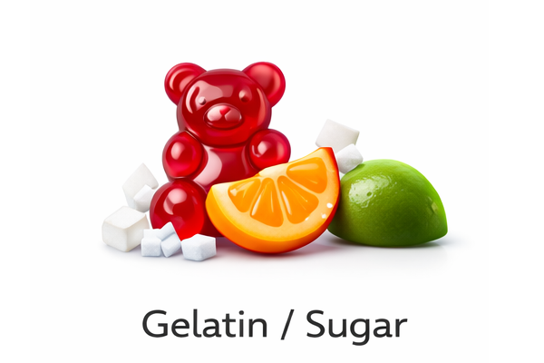 Traditional gelatin gummies with sugar